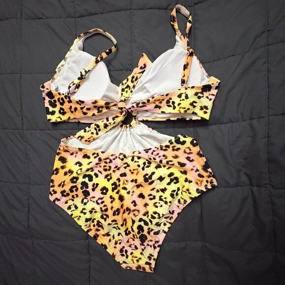 Bar III Summer Heat Animal-Print O-Ring Monokini Swimsuit - Size: Large - NWT - Picture 4 of 16